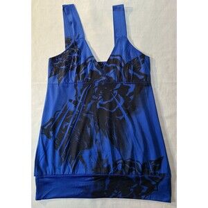 Rue21 Blue Black Floral Tank Top Small EUC #Y2K #Casual #Sleeveless #Trendy